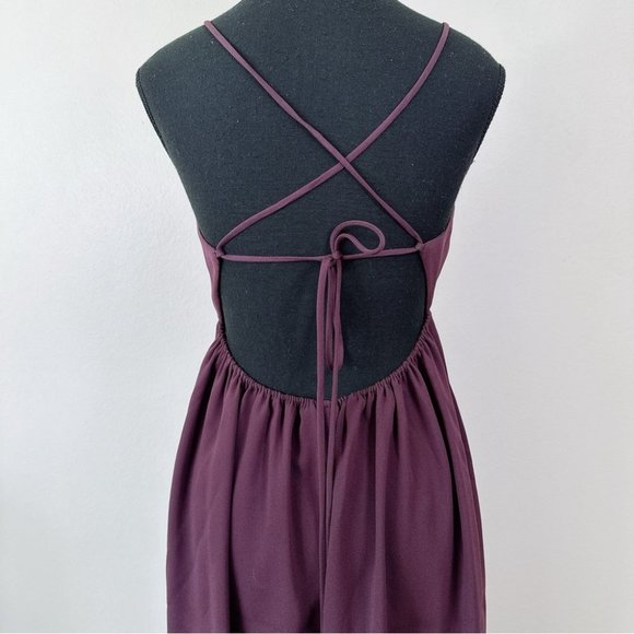 Aritzia Wilfred  Cami Midi Criss Cross Tie Burgundy Dress - Picture 11 of 13